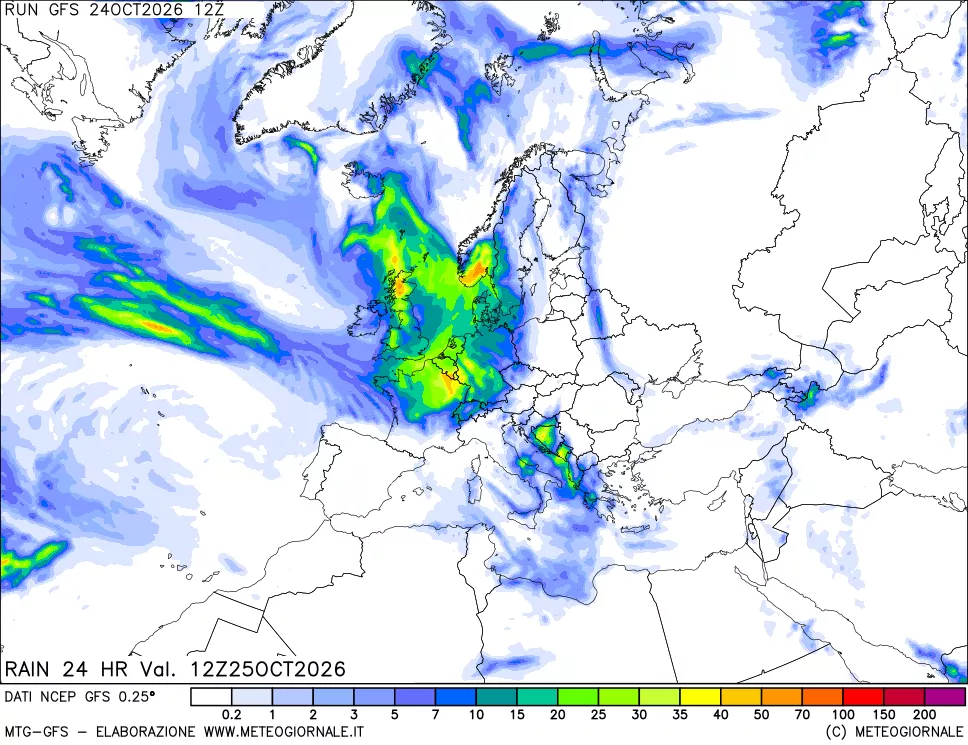 mappa Precipitazioni 24 ore precedenti