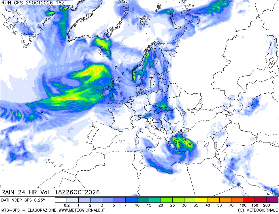 mappa Precipitazioni 24 ore precedenti