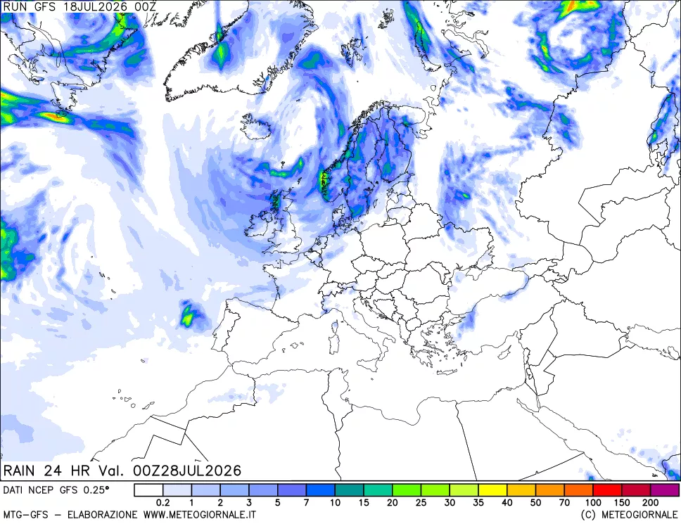 mappa Precipitazioni 24 ore precedenti