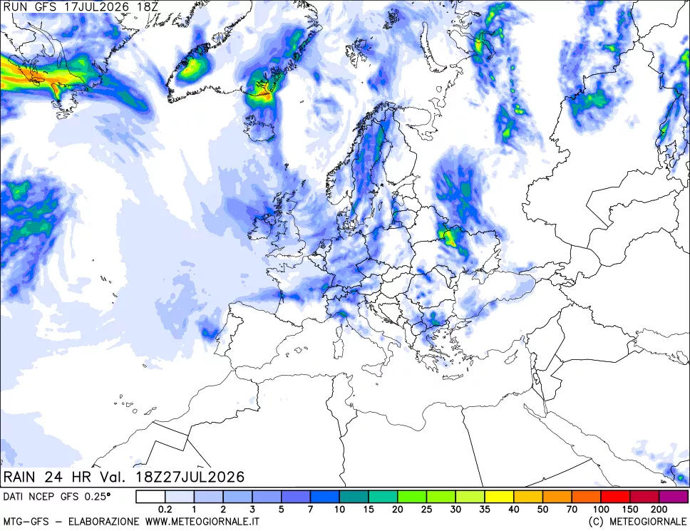 mappa Precipitazioni 24 ore precedenti