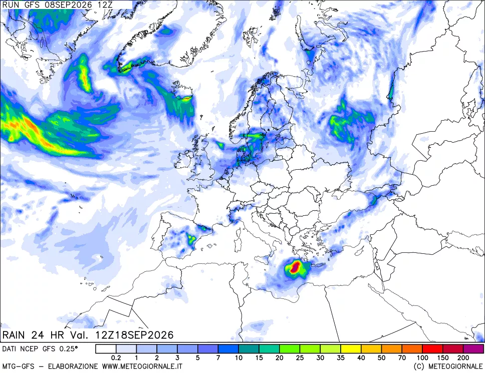 mappa Precipitazioni 24 ore precedenti
