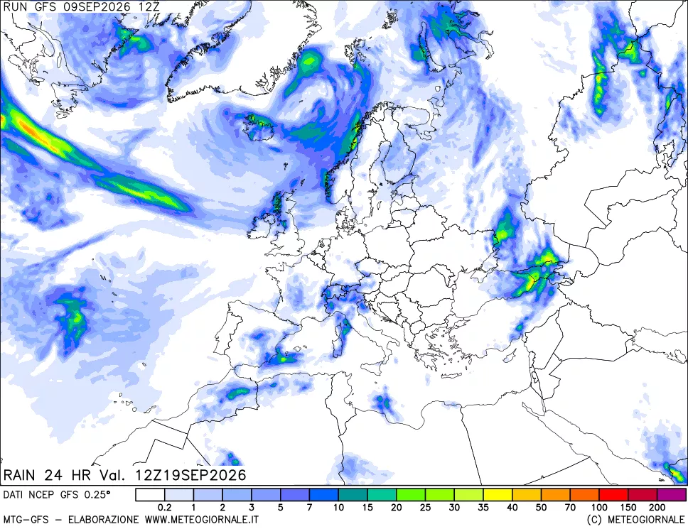 mappa Precipitazioni 24 ore precedenti