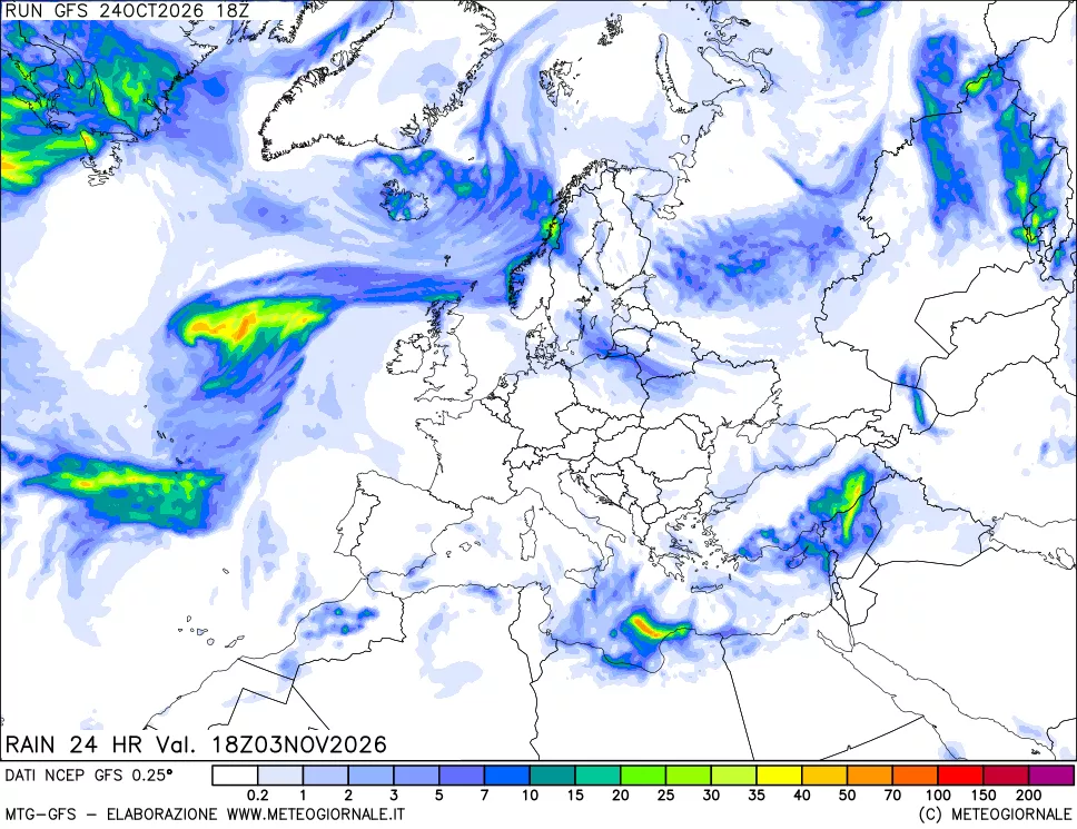 mappa Precipitazioni 24 ore precedenti