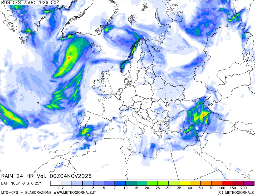 mappa Precipitazioni 24 ore precedenti