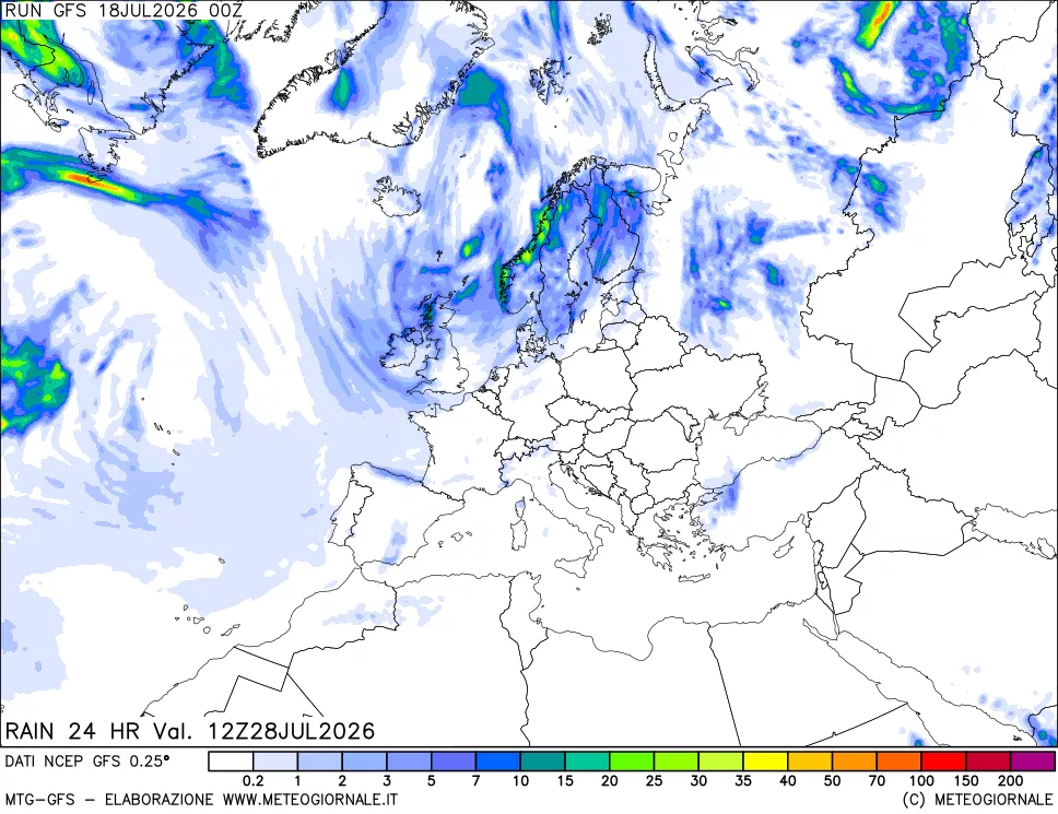 mappa Precipitazioni 24 ore precedenti
