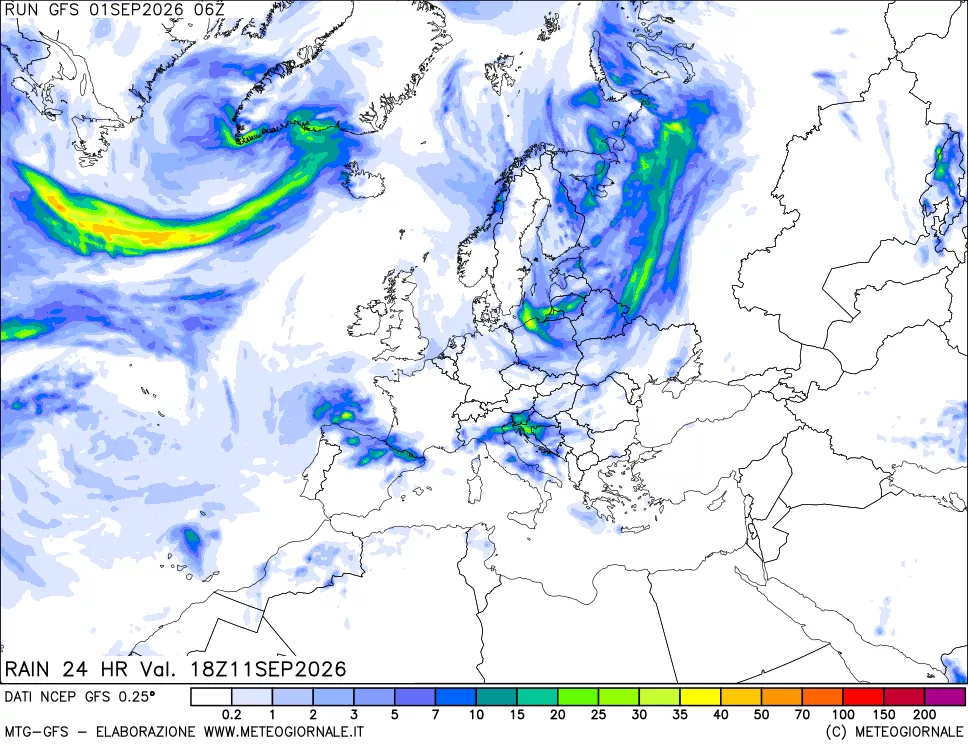mappa Precipitazioni 24 ore precedenti
