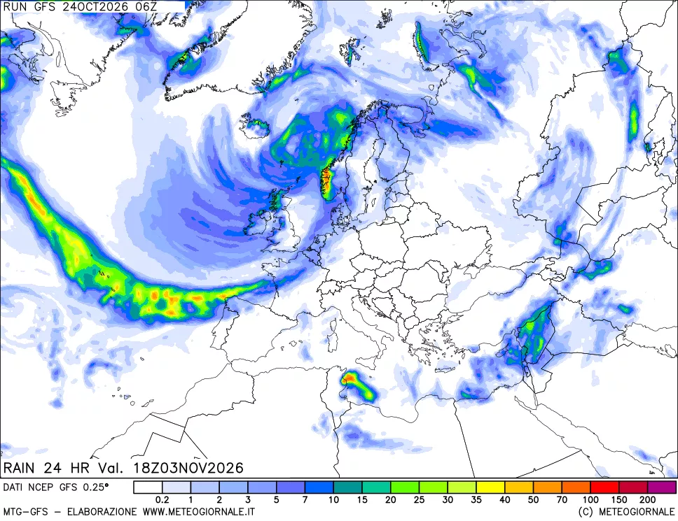 mappa Precipitazioni 24 ore precedenti
