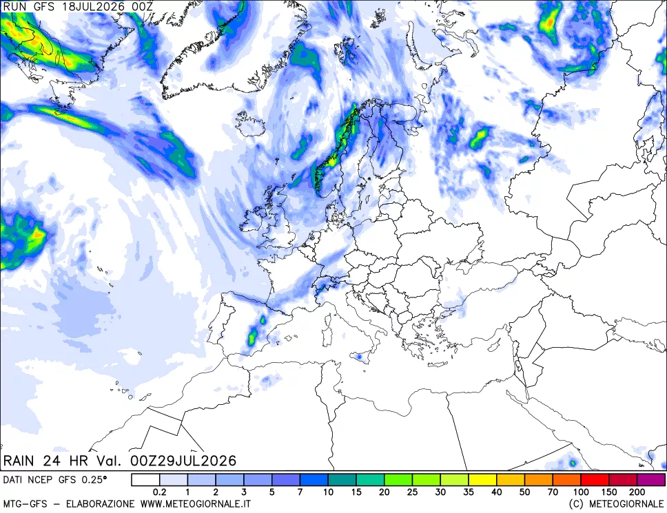 mappa Precipitazioni 24 ore precedenti