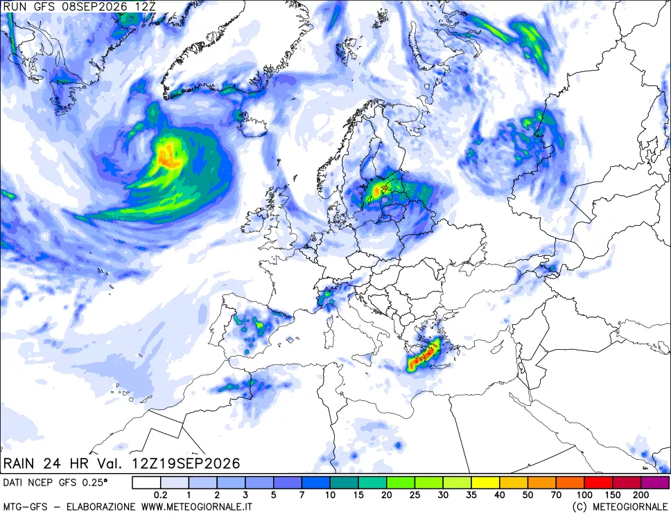 mappa Precipitazioni 24 ore precedenti