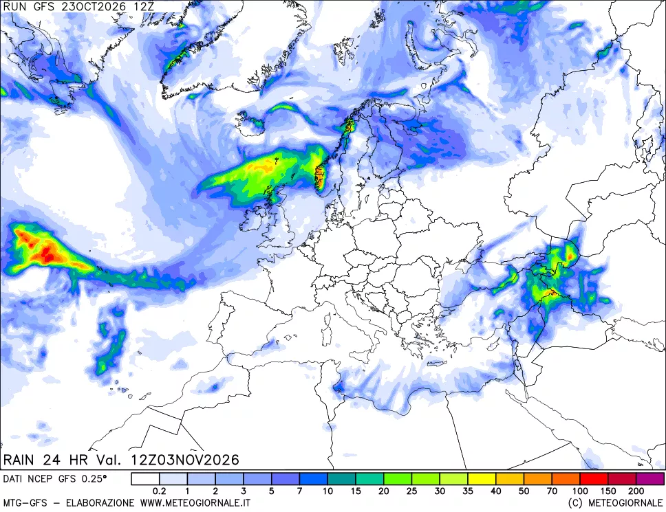 mappa Precipitazioni 24 ore precedenti