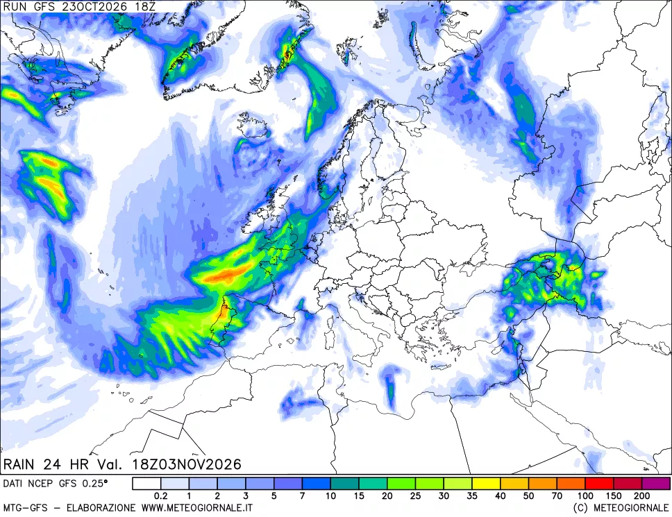 mappa Precipitazioni 24 ore precedenti