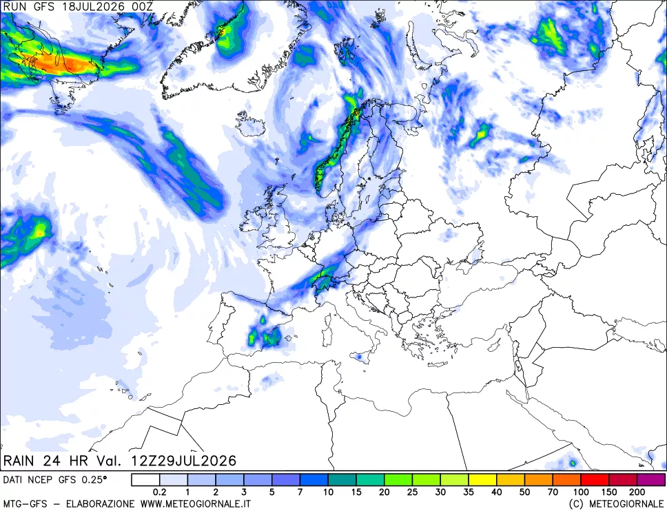 mappa Precipitazioni 24 ore precedenti