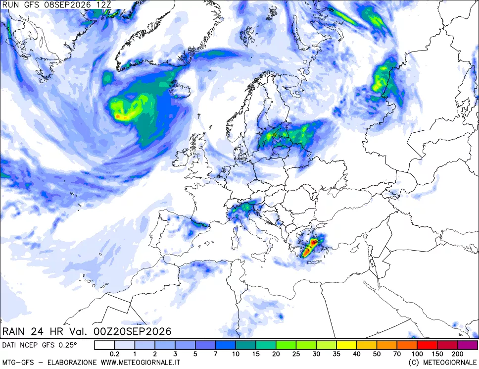 mappa Precipitazioni 24 ore precedenti