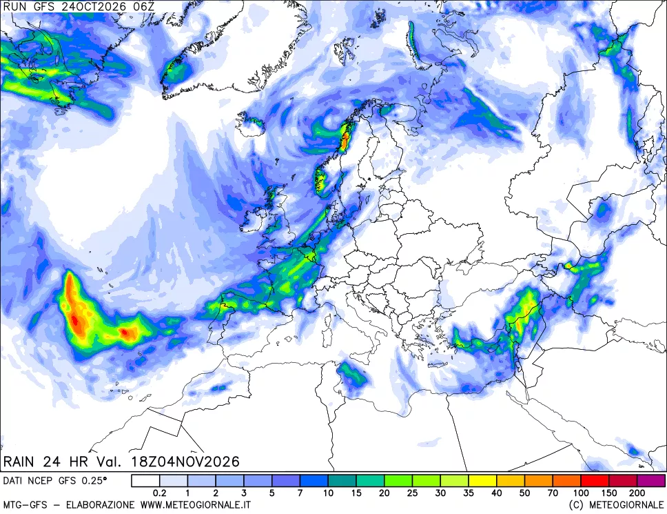 mappa Precipitazioni 24 ore precedenti