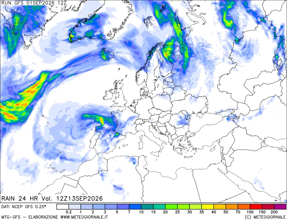 mappa Precipitazioni 24 ore precedenti