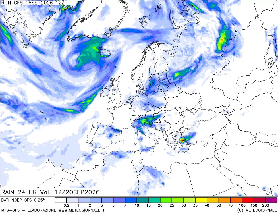 mappa Precipitazioni 24 ore precedenti