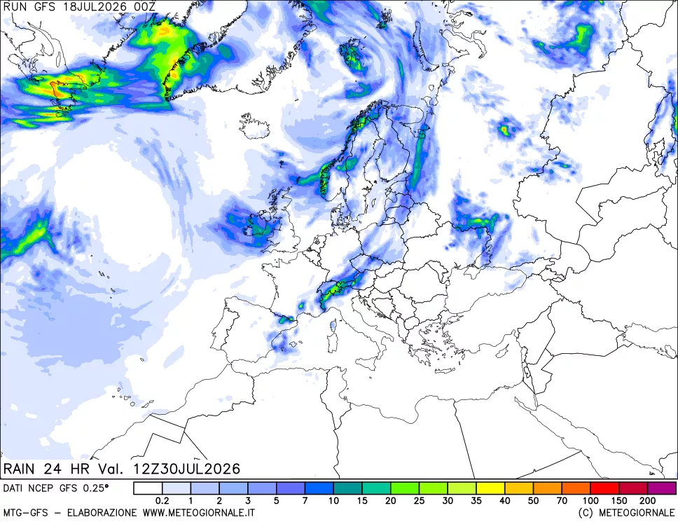 mappa Precipitazioni 24 ore precedenti