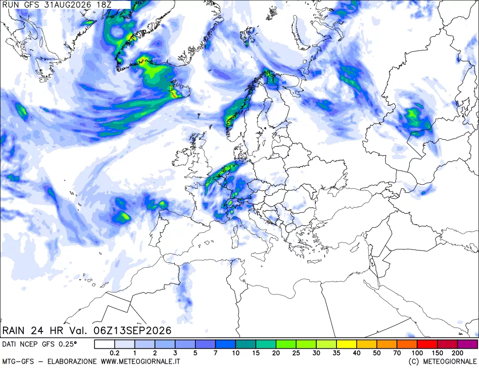mappa Precipitazioni 24 ore precedenti