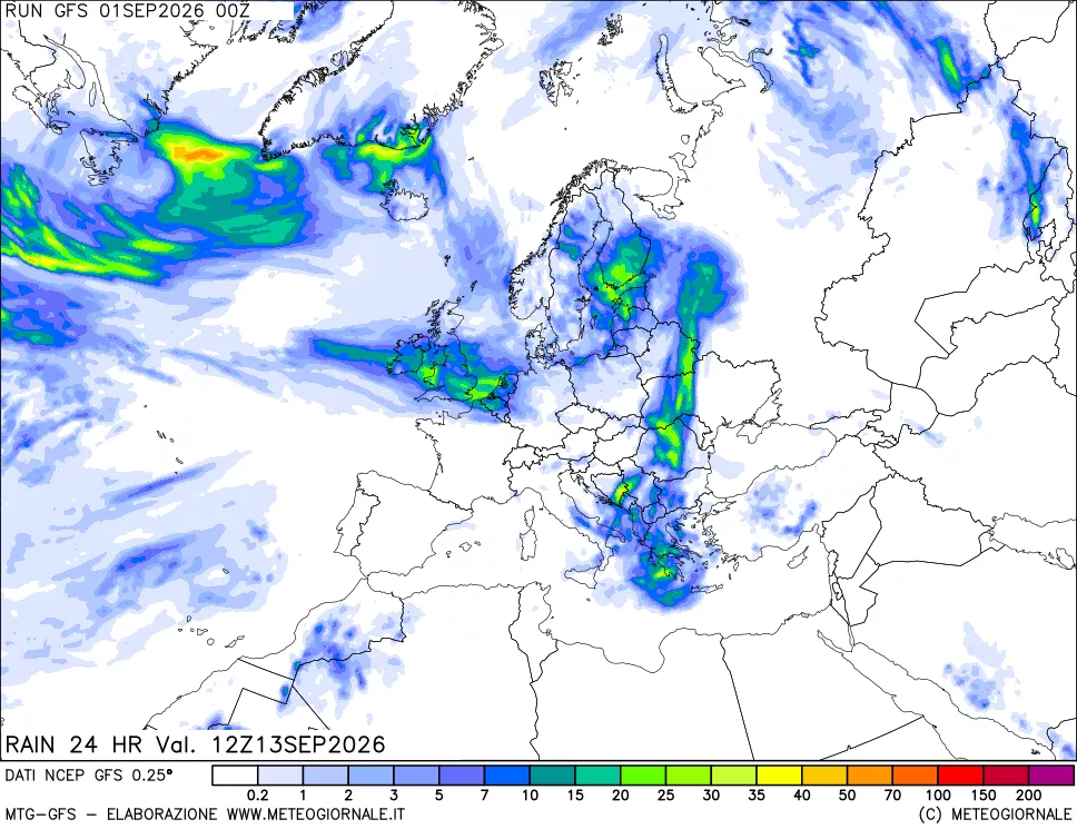 mappa Precipitazioni 24 ore precedenti