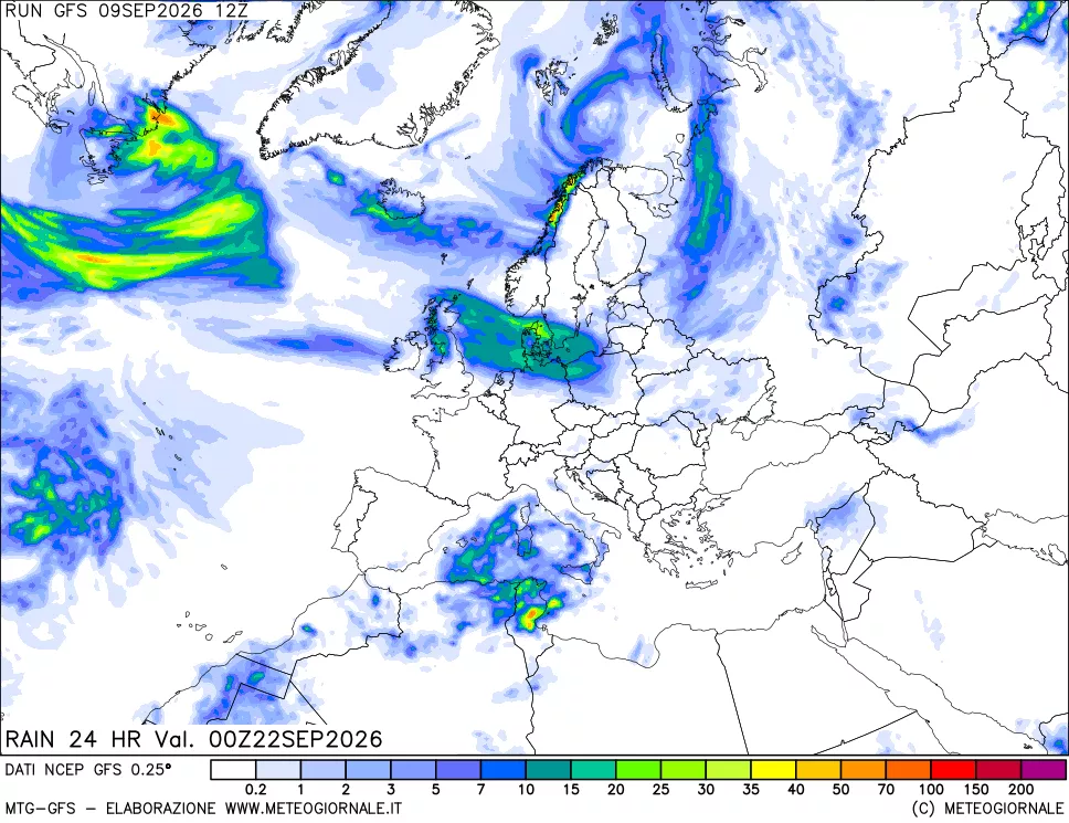 mappa Precipitazioni 24 ore precedenti