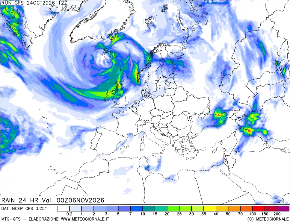 mappa Precipitazioni 24 ore precedenti