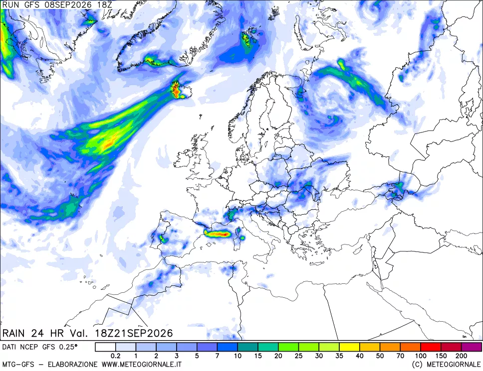 mappa Precipitazioni 24 ore precedenti
