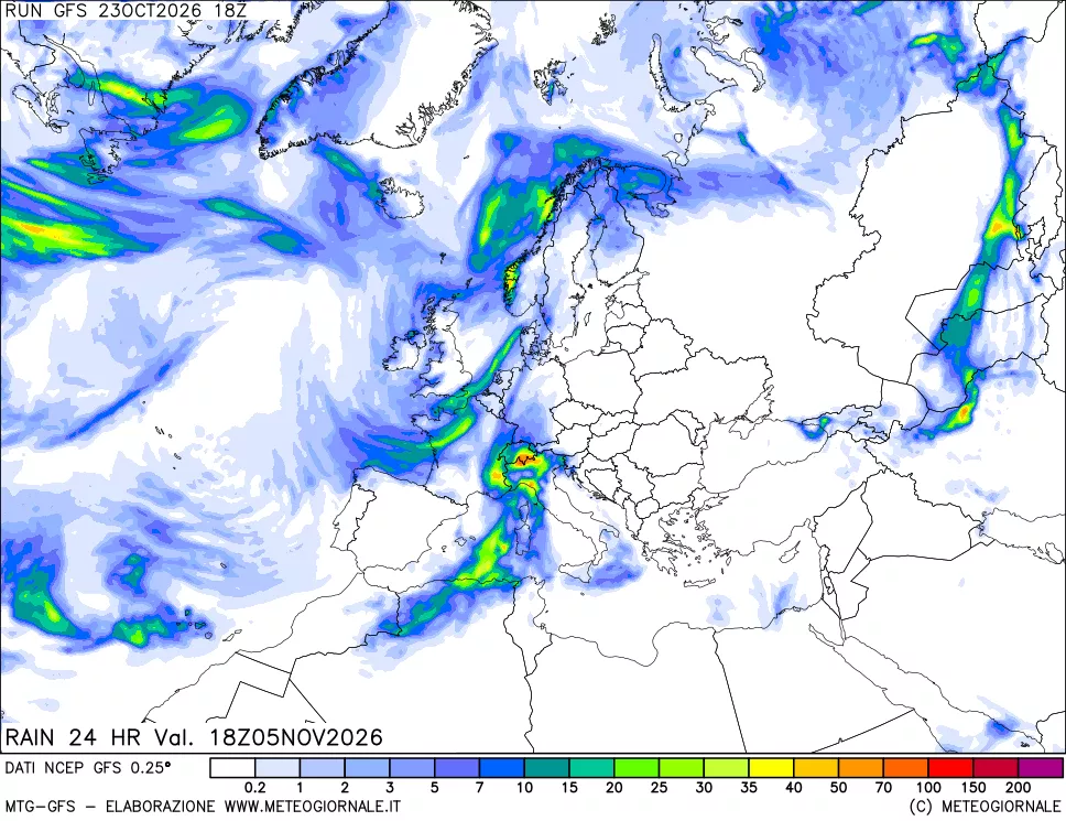mappa Precipitazioni 24 ore precedenti