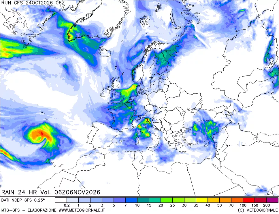 mappa Precipitazioni 24 ore precedenti