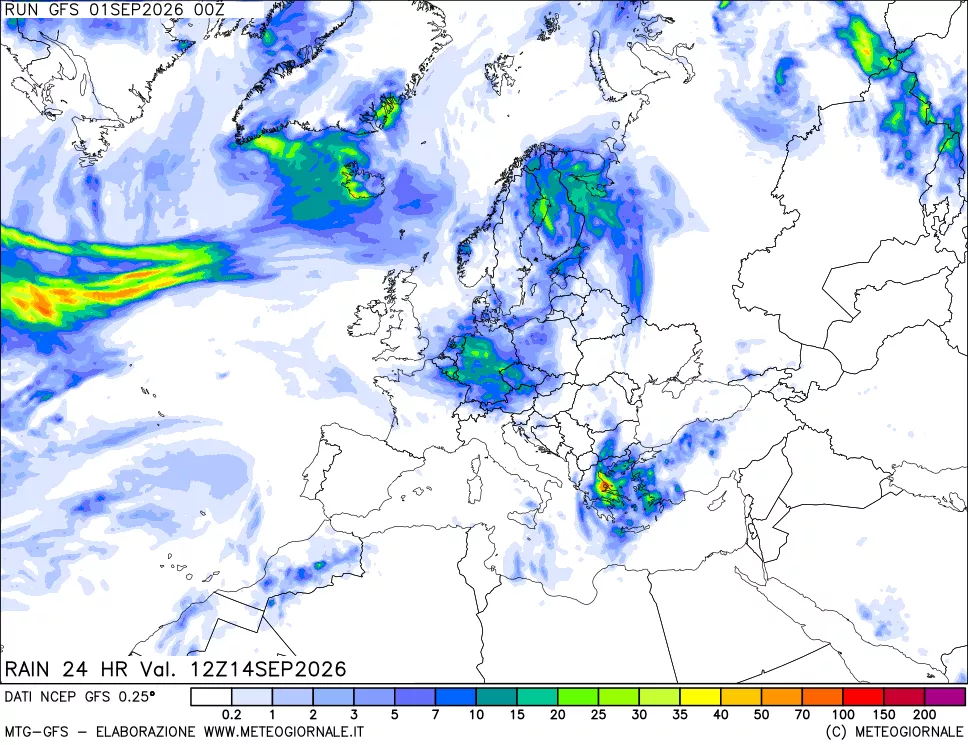 mappa Precipitazioni 24 ore precedenti