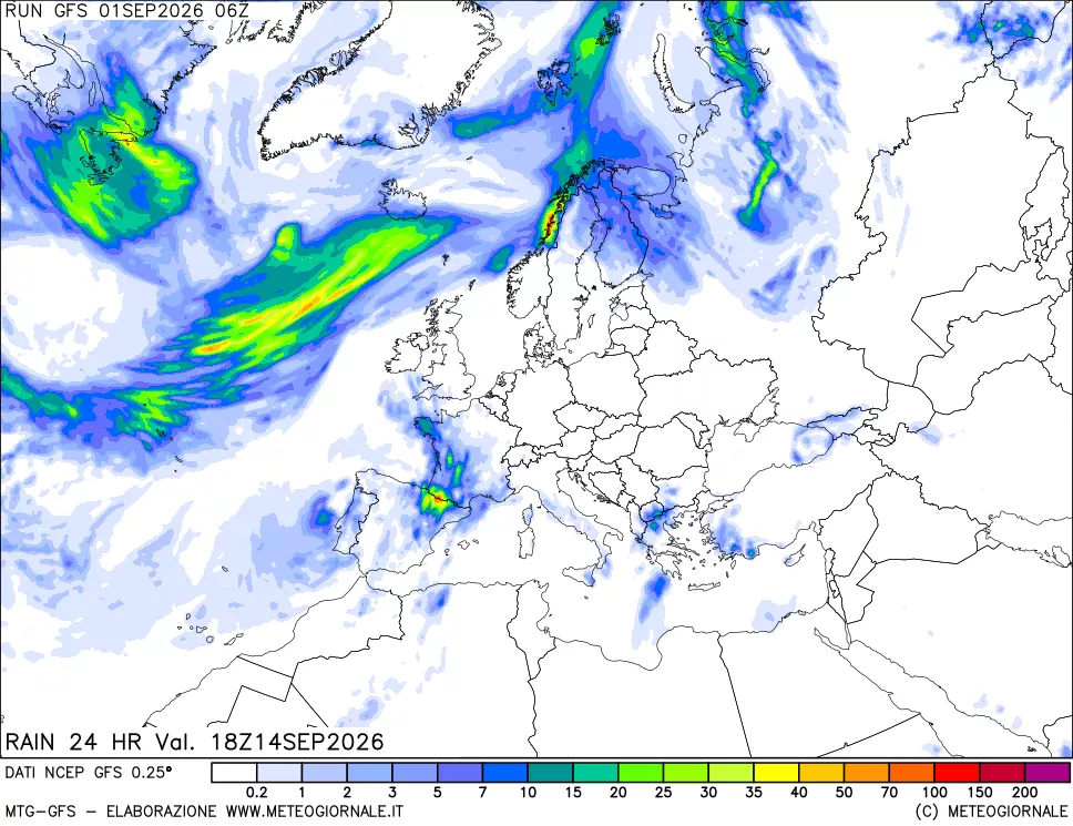 mappa Precipitazioni 24 ore precedenti