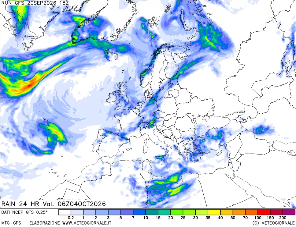 mappa Precipitazioni 24 ore precedenti