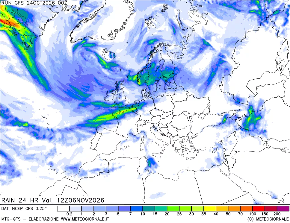 mappa Precipitazioni 24 ore precedenti