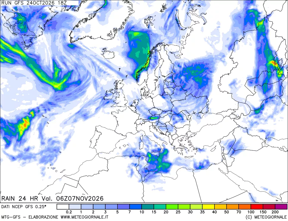 mappa Precipitazioni 24 ore precedenti