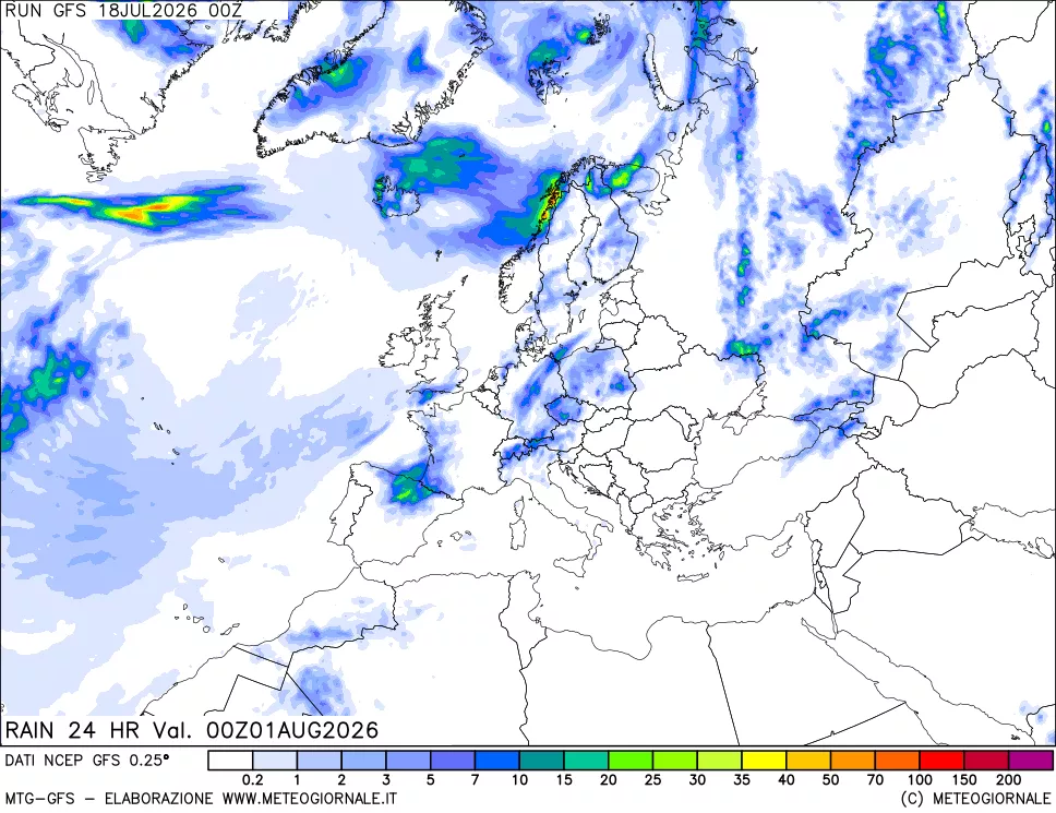 mappa Precipitazioni 24 ore precedenti