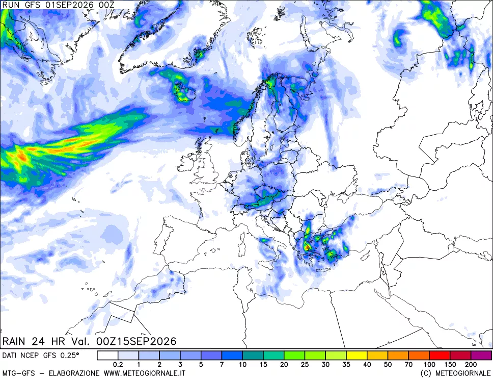 mappa Precipitazioni 24 ore precedenti