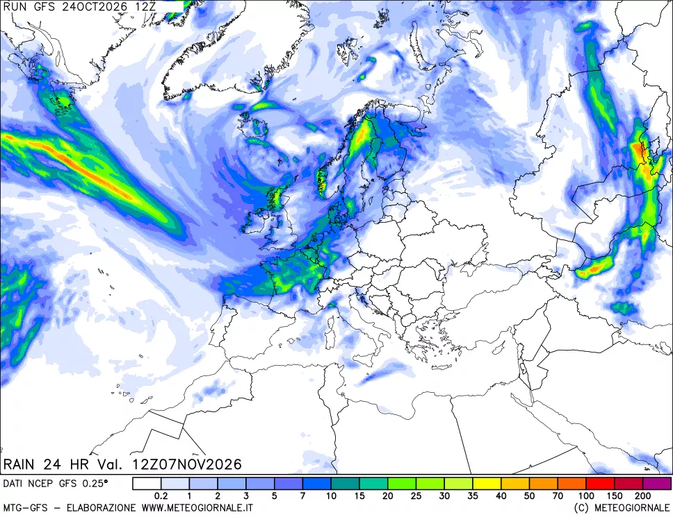 mappa Precipitazioni 24 ore precedenti