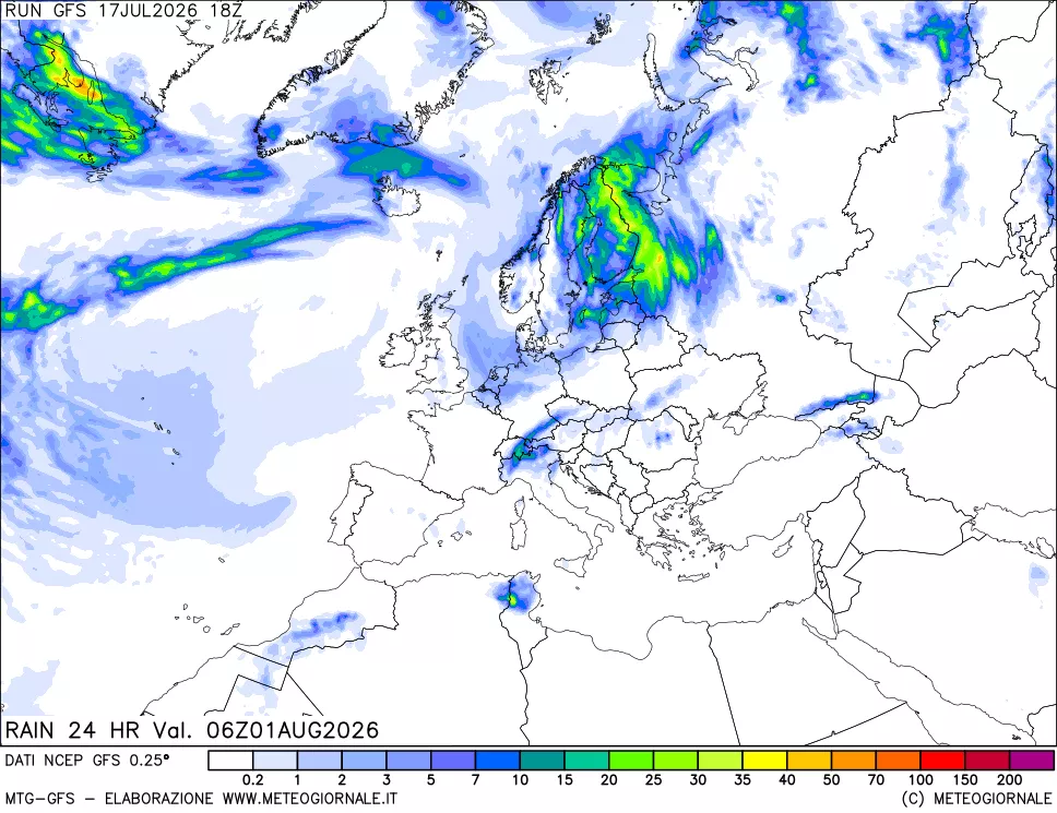 mappa Precipitazioni 24 ore precedenti