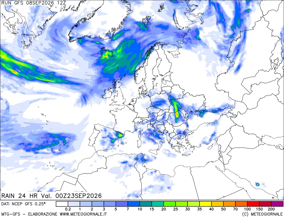 mappa Precipitazioni 24 ore precedenti