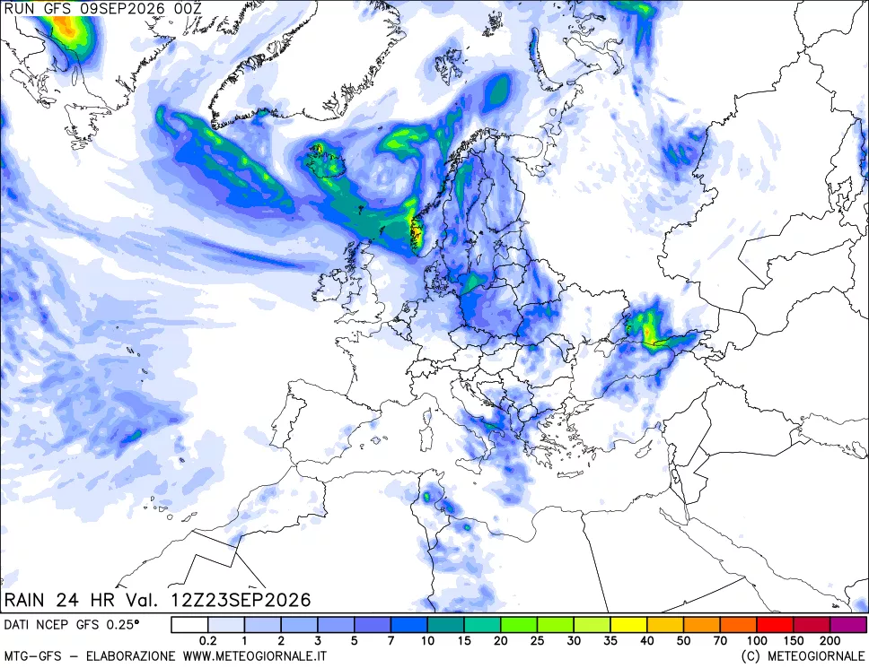 mappa Precipitazioni 24 ore precedenti