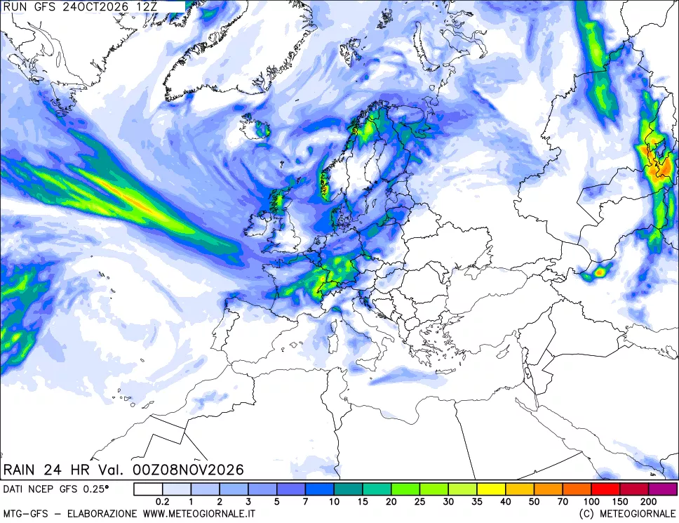 mappa Precipitazioni 24 ore precedenti