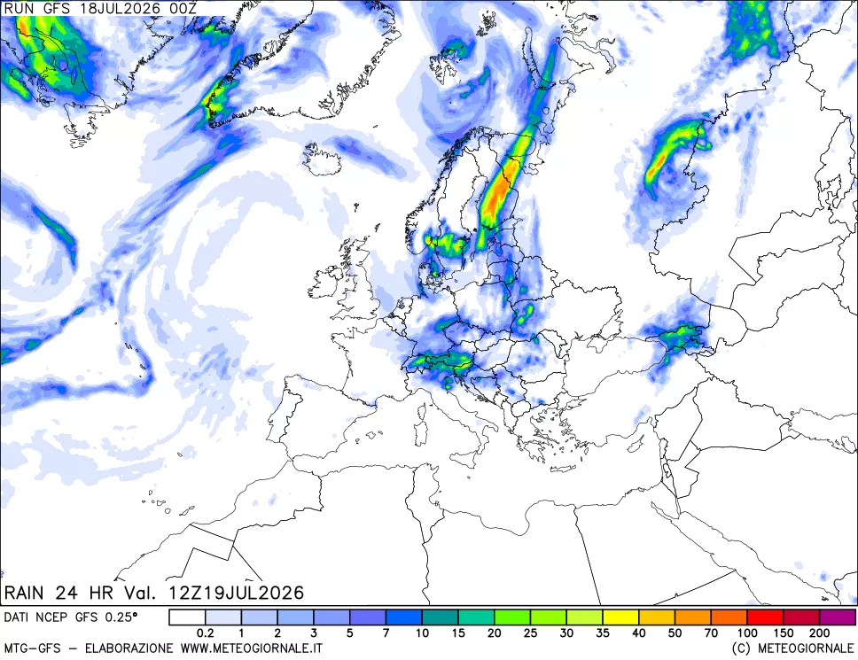 mappa Precipitazioni 24 ore precedenti