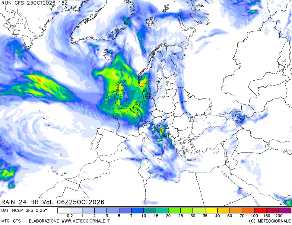 mappa Precipitazioni 24 ore precedenti