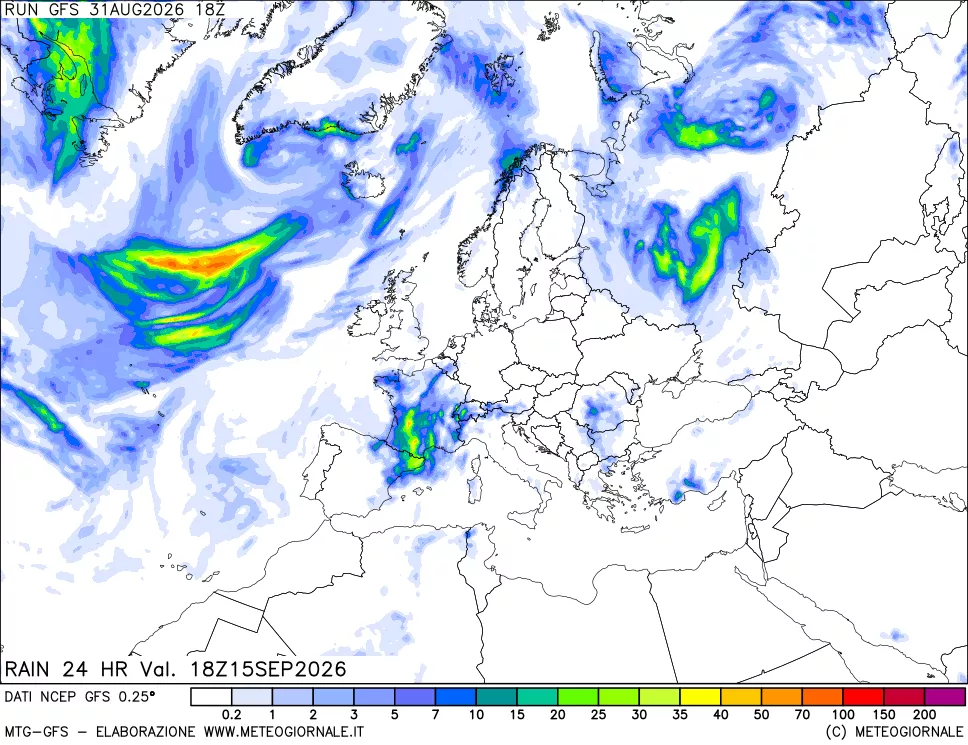 mappa Precipitazioni 24 ore precedenti