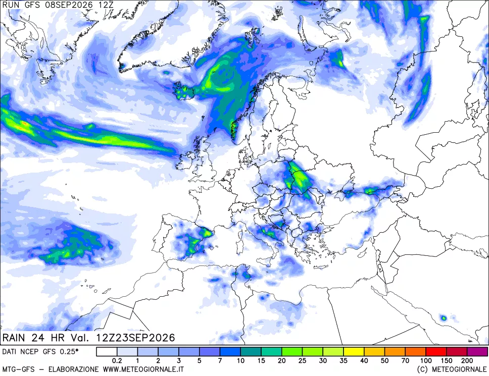 mappa Precipitazioni 24 ore precedenti