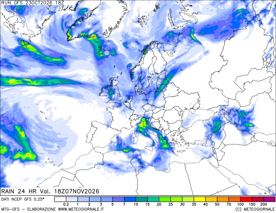 mappa Precipitazioni 24 ore precedenti
