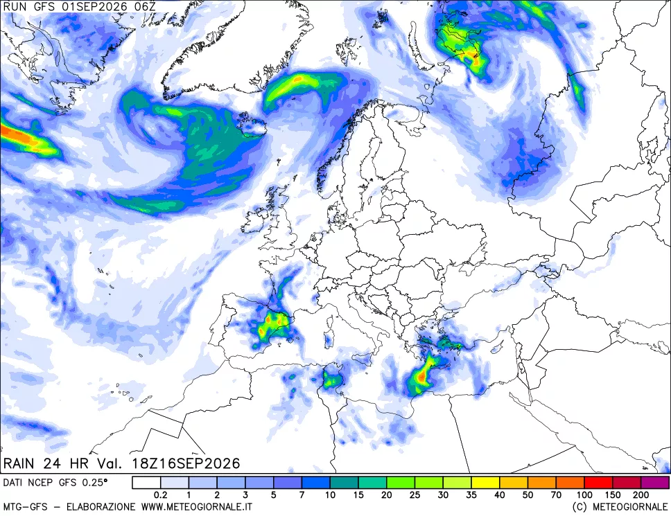 mappa Precipitazioni 24 ore precedenti