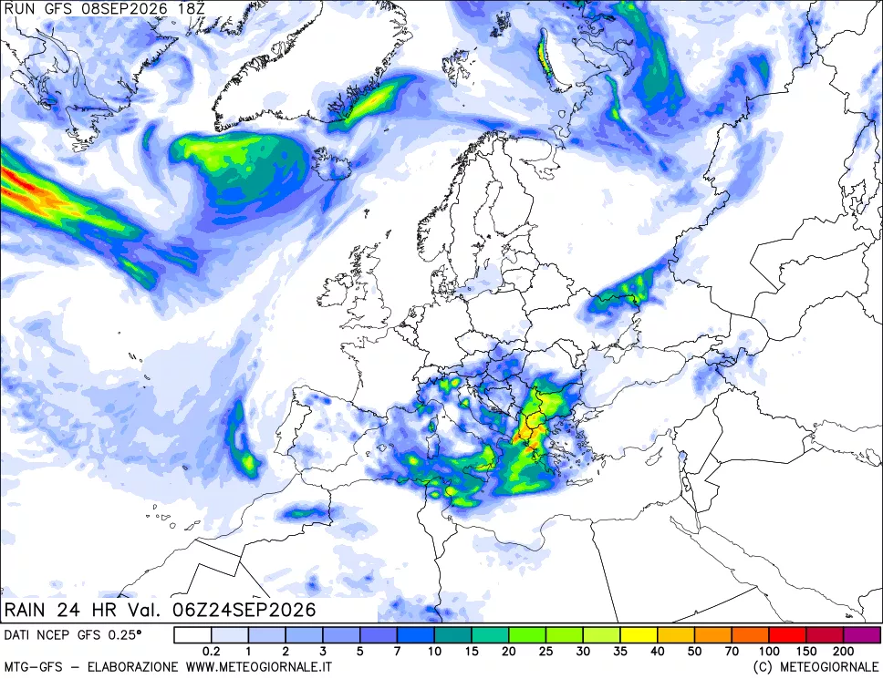 mappa Precipitazioni 24 ore precedenti