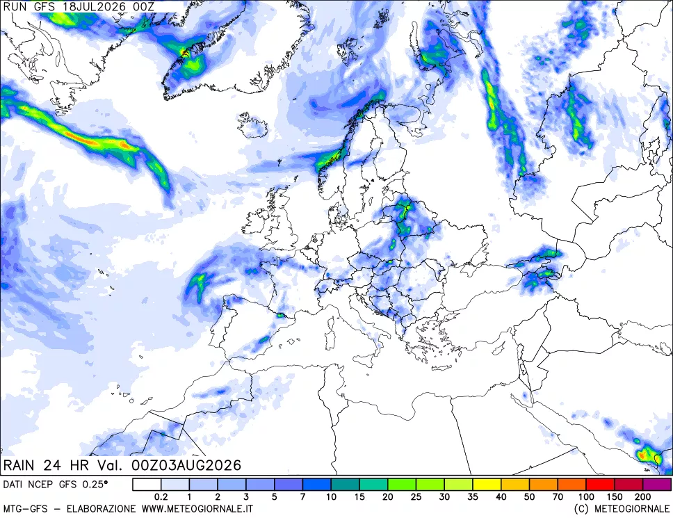 mappa Precipitazioni 24 ore precedenti