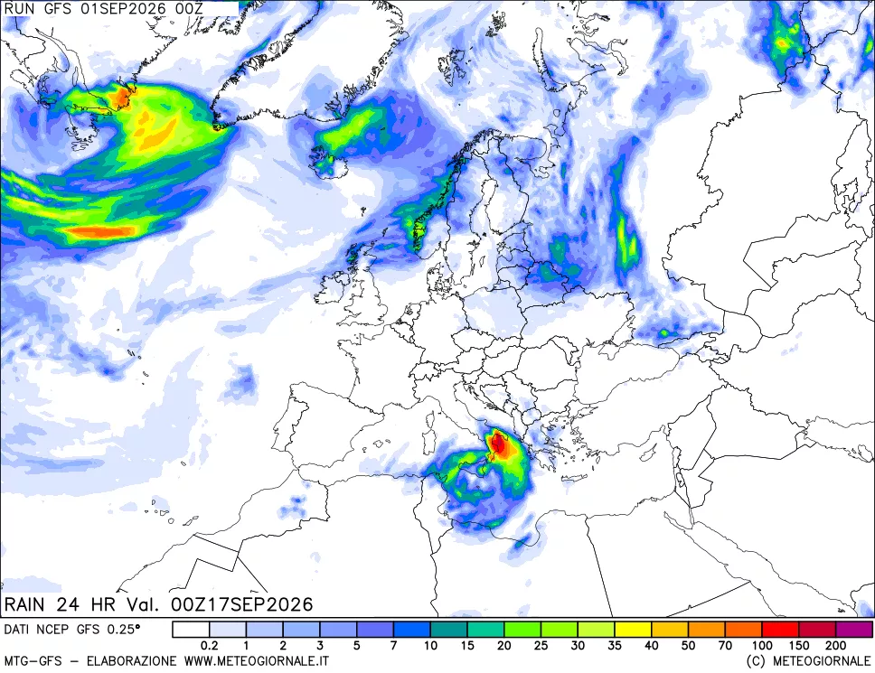 mappa Precipitazioni 24 ore precedenti