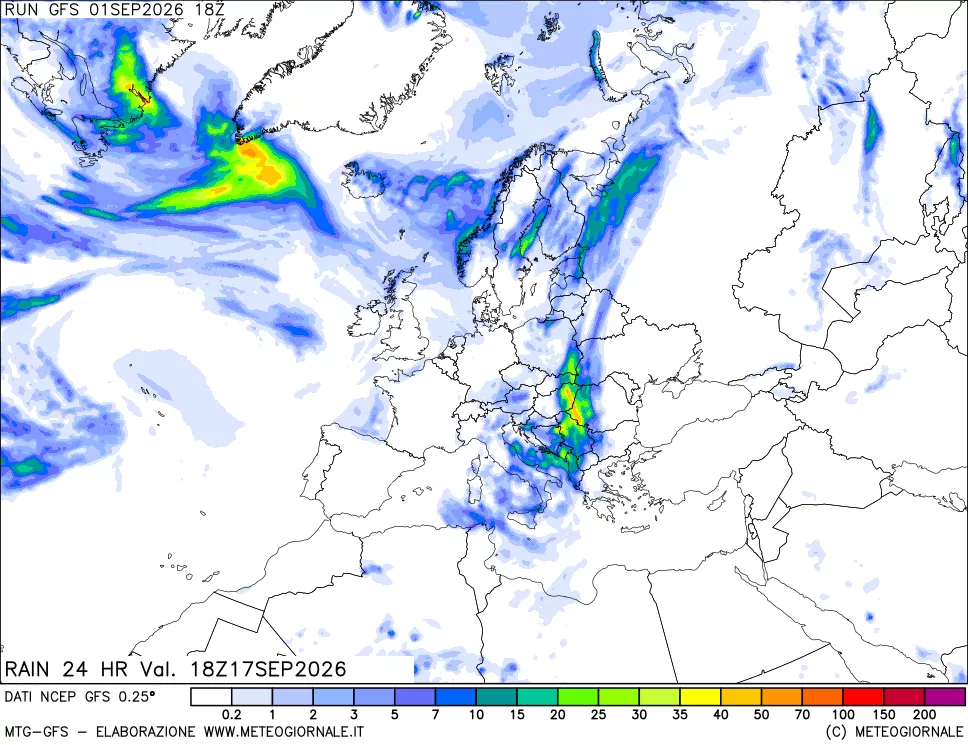 mappa Precipitazioni 24 ore precedenti